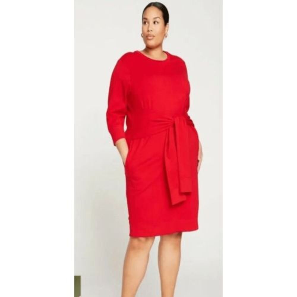 Universal Standard Cherry Red Tie Waist Sweatshirt Dress Size 2XS (Womens US6-8)